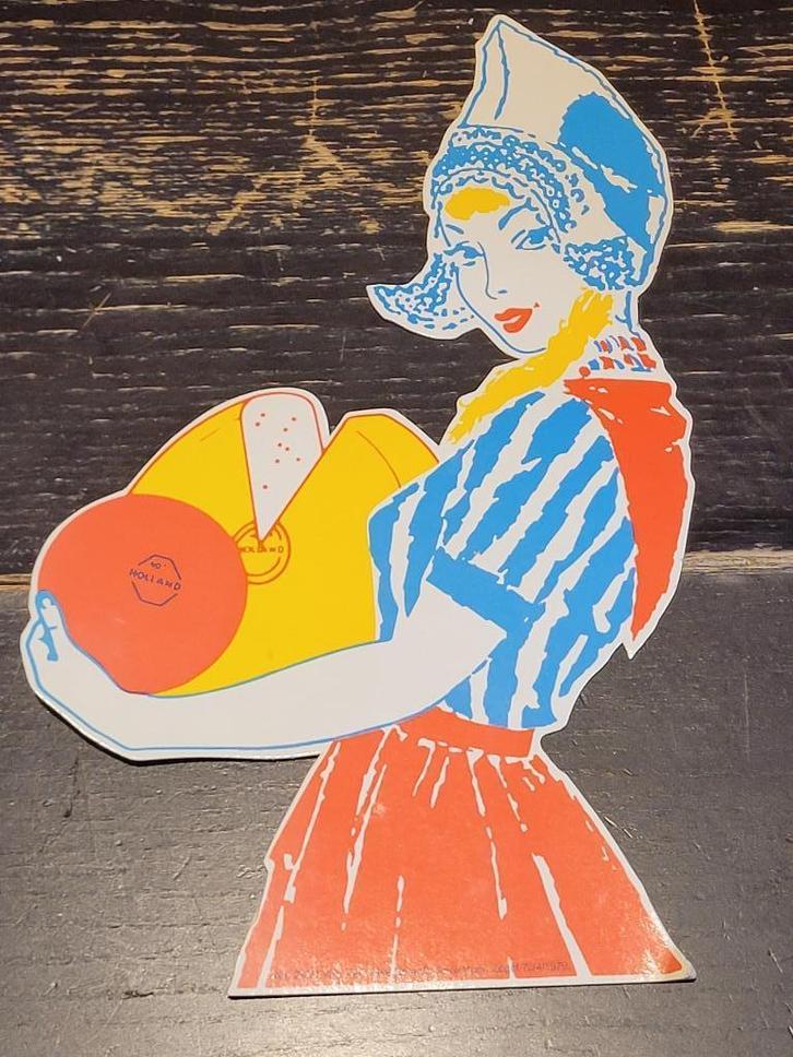 ancien carton publicitaire fromage holland 1979, Collections, Marques & Objets publicitaires, Utilisé, Panneau publicitaire, Enlèvement ou Envoi