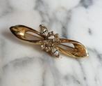 classy vintage broche goudkleurig met steentjes, Ophalen of Verzenden, Koper