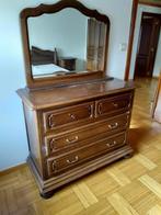 Houten commode met spiegel, Huis en Inrichting, Kasten | Ladekasten, Gebruikt, 100 tot 150 cm, 3 of 4 laden, Minder dan 100 cm