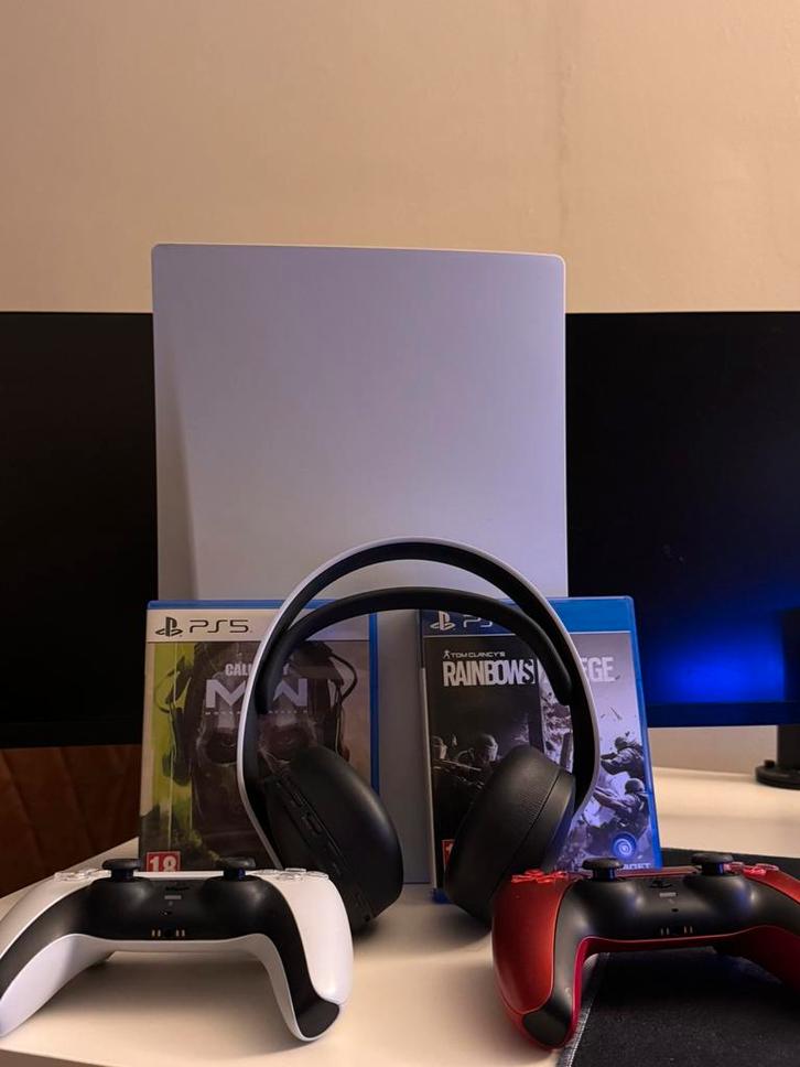PS5 Set: Console, 2x Controllers, Hoofdtelefoon Pulse 3D, Games en Spelcomputers, Spelcomputers | Sony PlayStation 5, Zo goed als nieuw