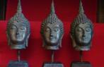 Bronzen Boeddha hoofdje op sokkel, Verzamelen, Religie, Nieuw, Hindoe, Ophalen of Verzenden, Beeld(je)