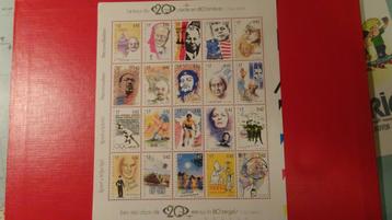 Feuillet 20 timbres Tintin  et autres