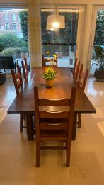 Vol eiken eettafel met 6 stoelen, Huis en Inrichting, Ophalen, Gebruikt, 6 tot 8 stoelen