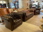 ENGELSE CHESTERFIELD SALON 3+2+1 ZITS SPRINGVALE Bruin zetel, Ophalen of Verzenden