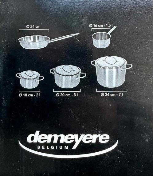 Demeyere 5-delige potten en pannenset. Nieuw!, Huis en Inrichting, Keuken | Potten en Pannen, Nieuw, Pannenset, Inox, Inductieplaat