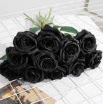 Fleurs en roses de soie noir 15 pièces, Comme neuf, Intérieur, Enlèvement ou Envoi