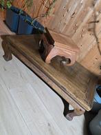 Aziatische salontafel + gebeeldhouwde voetstuktafel, Huis en Inrichting, Ophalen, Zo goed als nieuw