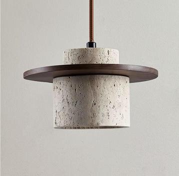 Wabi-Sabi Grotsteen Hanglamp – Authentieke Japanse Rust, Huis en Inrichting, Lampen | Hanglampen, Nieuw, Hout, Ophalen of Verzenden