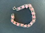 zilverkleurige armband met roze steentjes, Met kristal, Overige materialen, Ophalen of Verzenden, Zo goed als nieuw