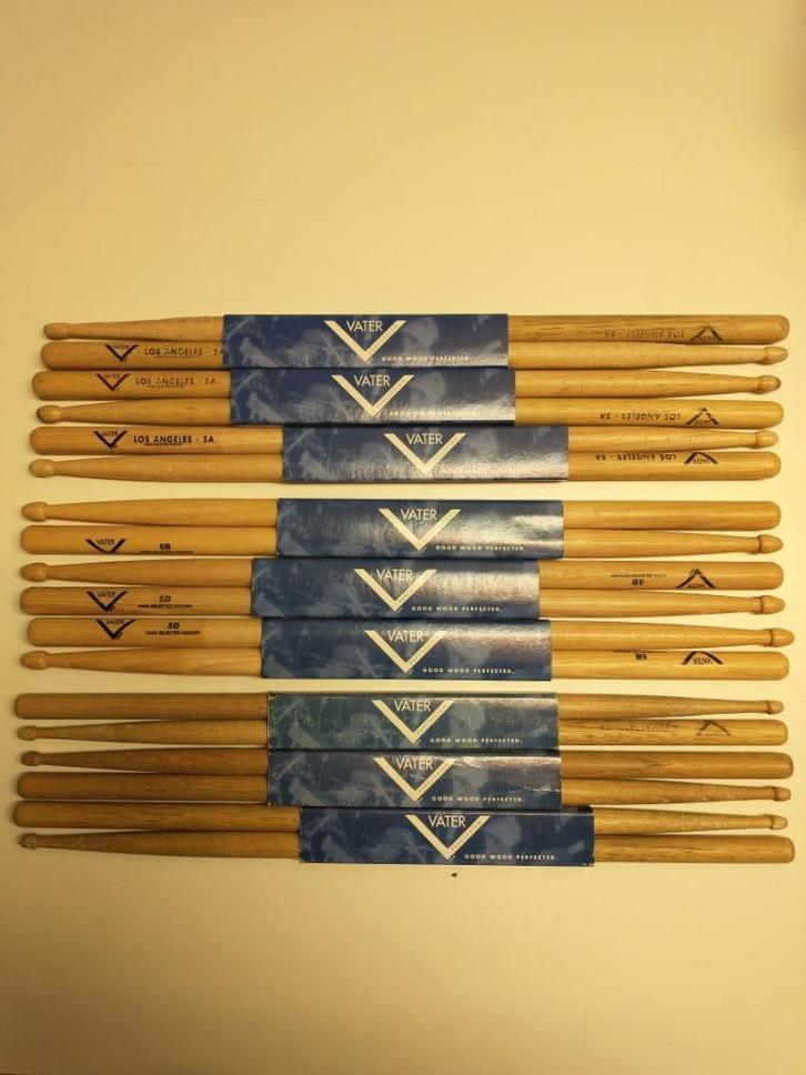Assortiment drumstokken 5A, 5B en 7A (elk 3 paar), Muziek en Instrumenten, Percussie, Zo goed als nieuw, Overige soorten, Ophalen