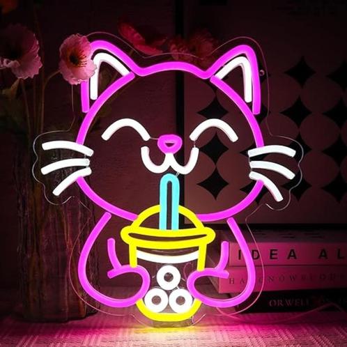 Boba Cat Neon Lamp Neon Licht SNELLE GRATIS LEVERING, Huis en Inrichting, Woonaccessoires | Wanddecoraties, Nieuw, Verzenden