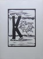 ROLAND TOPOR / KAFKA ONDERWERELD / ZW-W LINOSNEDE / 38x28cm, Ophalen of Verzenden