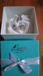 Silver set with zirconia, Handtassen en Accessoires, Oorbellen, Met kristal, Ophalen of Verzenden, Zo goed als nieuw, Zilver