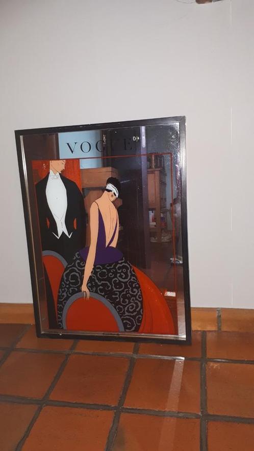 Vintage publiciteit/reclame spiegel VOGUE Art Nouveau, Antiek en Kunst, Kunst | Litho's en Zeefdrukken, Ophalen