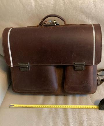 Lederen schooltas Ruitertassen, Handtassen en Accessoires, Tassen | Schooltassen, Ophalen of Verzenden, Zo goed als nieuw