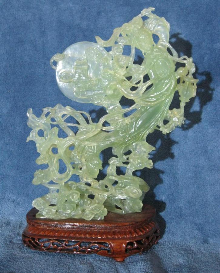 groot jade beeld Chinese geisha met wapen en schild., Antiek en Kunst, Kunst | Niet-Westerse kunst, Ophalen