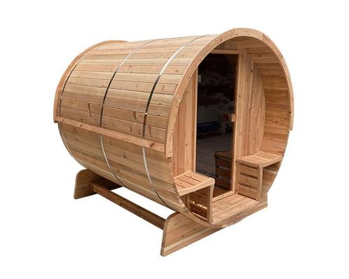 Barrelsauna 230 half panorama meteen leverbaar! Koopzondag!, Sport en Fitness, Sauna, Nieuw, Complete sauna, Fins of Traditioneel
