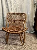 Fauteuil en osier vintage années 50, Riet of Rotan, Minder dan 75 cm, Vintage, Zo goed als nieuw