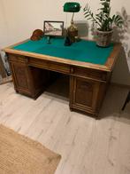 Oud dubbelzijdig eikenhouten bureau 150x99x80cm, Antiek en Kunst, Ophalen
