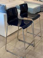2 donkerblauwe barstoelen / barkrukken, Huis en Inrichting, Stoelen, Ophalen, Gebruikt