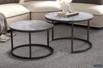 2 nieuw grijze glazen bijzettafels 140 euro compleet., Enlèvement, Neuf