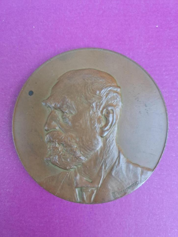 1902 medaille Eugène Rombaut door Fernand Dubois, brons, Postzegels en Munten, Penningen en Medailles, Brons, Verzenden