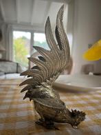 Figurines déco deux coqs en métal argenté début 20e, Ophalen, Zo goed als nieuw