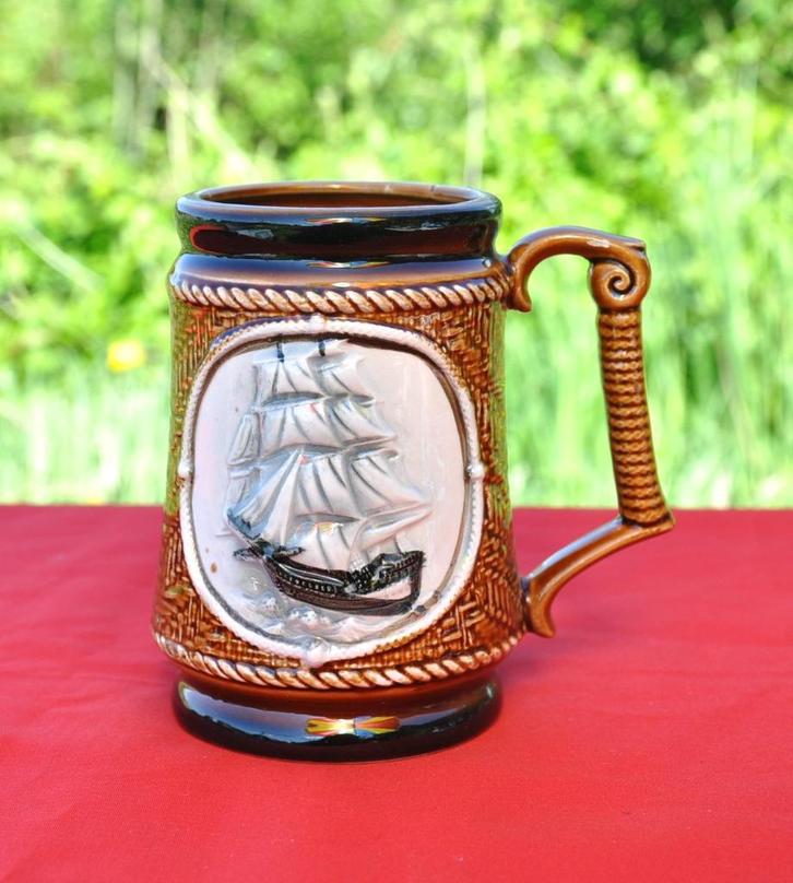 chope faience barbotine decor bateau, Antiek en Kunst, Antiek | Keramiek en Aardewerk, Ophalen of Verzenden