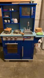 Cuisine pour enfant en bois peint bleu avec accessoires, Jouer à la cuisine, Bois, Enlèvement, Utilisé