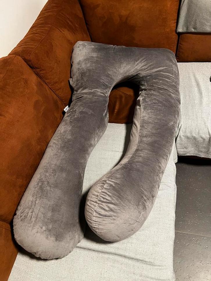 Zwangerschapskussen U-vorm 120cm, Huis en Inrichting, Woonaccessoires | Kussens, Zo goed als nieuw, Grijs, Overige vormen, Ophalen