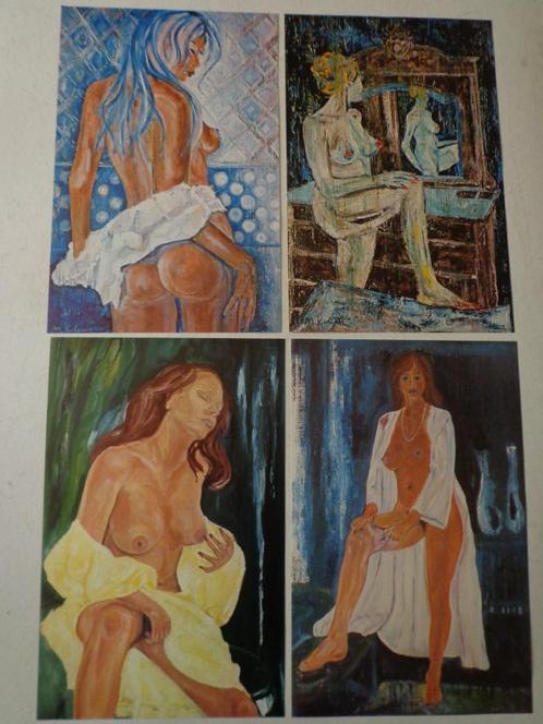 4 reproductions Marijan Kolesar Femmes nues, Antiquités & Art, Art | Autres Art, Enlèvement ou Envoi