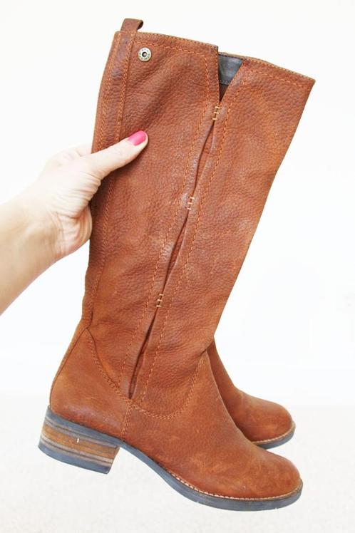 Mooie Bruin Leren SPM Laarzen s3 (Maat 37) € 50,-, Kleding | Dames, Schoenen, Zo goed als nieuw, Hoge laarzen, Bruin, Verzenden