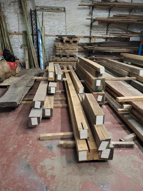 Lot eiken balken, Doe-het-zelf en Bouw, Hout en Planken, Zo goed als nieuw, Balk, Eiken, 300 cm of meer, 25 tot 50 mm, Ophalen