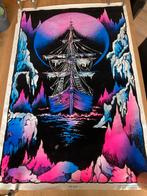 1976 Vintage Velvaprint Blacklight Ice Ship Fluwelen Poster, Enlèvement ou Envoi, Utilisé, Autres sujets/thèmes