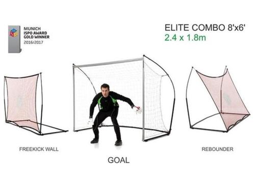 Quickplay Elite Combo doel en rebound net (2,4 x 1,7 m), Sport en Fitness, Overige Sport en Fitness, Zo goed als nieuw, Ophalen