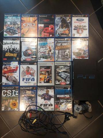 Ps2-console + 18 spellen  beschikbaar voor biedingen
