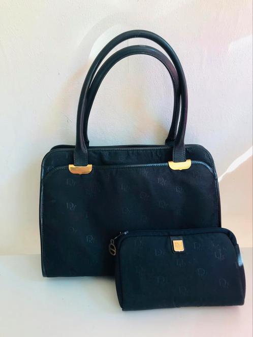 DIOR vintage handtas marineblauw met pochette, Handtassen en Accessoires, Tassen | Damestassen, Handtas, Ophalen of Verzenden