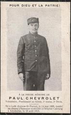 Gesneuvelde 1940-1918 Paul Chevrolet Adinkerke 1915, Verzamelen, Ophalen of Verzenden