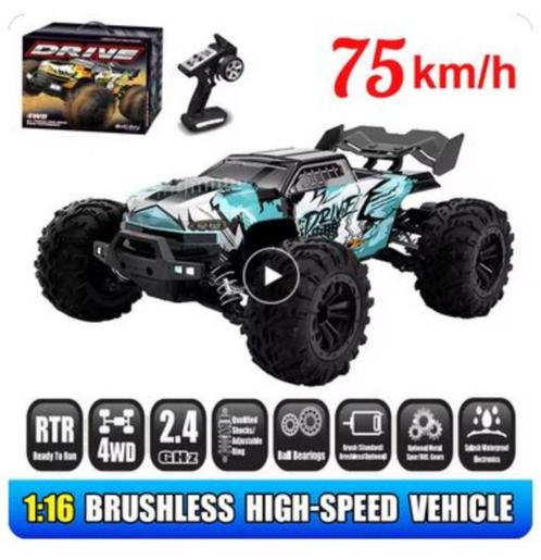 Brushless 4x4 WD RC Moster Truck. Top Speed 75 km/h. R.T.R., Hobby en Vrije tijd, Modelbouw | Radiografisch | Auto's, Nieuw, Elektro