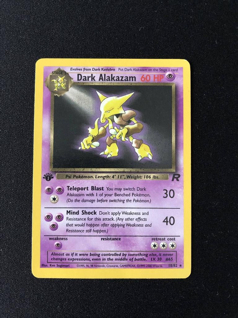 Fusée par équipe non holo Dark Alakazam 1ère édition, Enlèvement ou Envoi, Comme neuf, Cartes en vrac