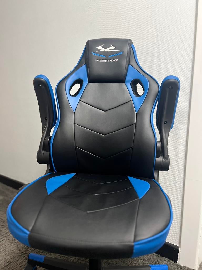 Gaming chair, Huis en Inrichting, Bureaustoelen, Ophalen, Gaming bureaustoel, Blauw, Zo goed als nieuw