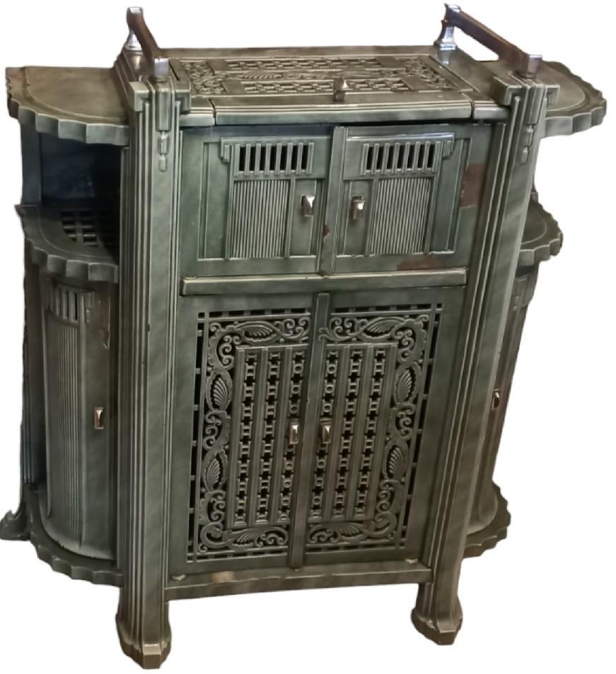 L F B Haren geëmailleerde houtkachel., B, Enlèvement, Utilisé, Poêle à bois