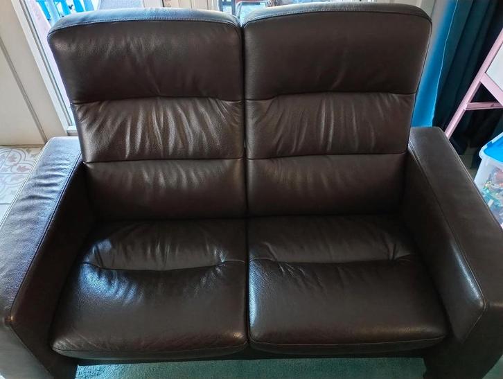 Salon (2 zetels + salontafel), Maison & Meubles, Canapés | Salons, Utilisé, Banc droit, Cuir, Enlèvement