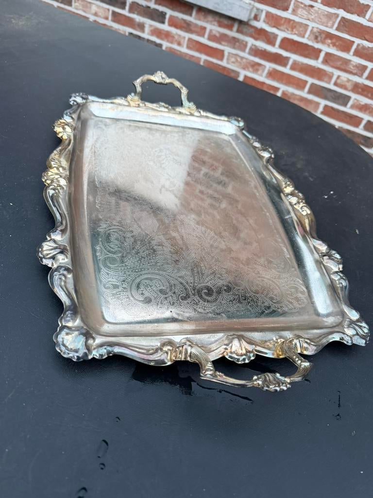 SILVER PLATED EMBOSSED OBLONG SERVING", Ophalen, Zilver