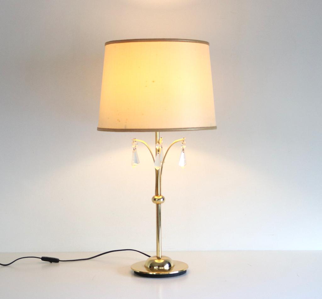 Vintage Deknudt tafellamp kristallen pegels / Regency, Maison & Meubles, Enlèvement, Utilisé, Verre