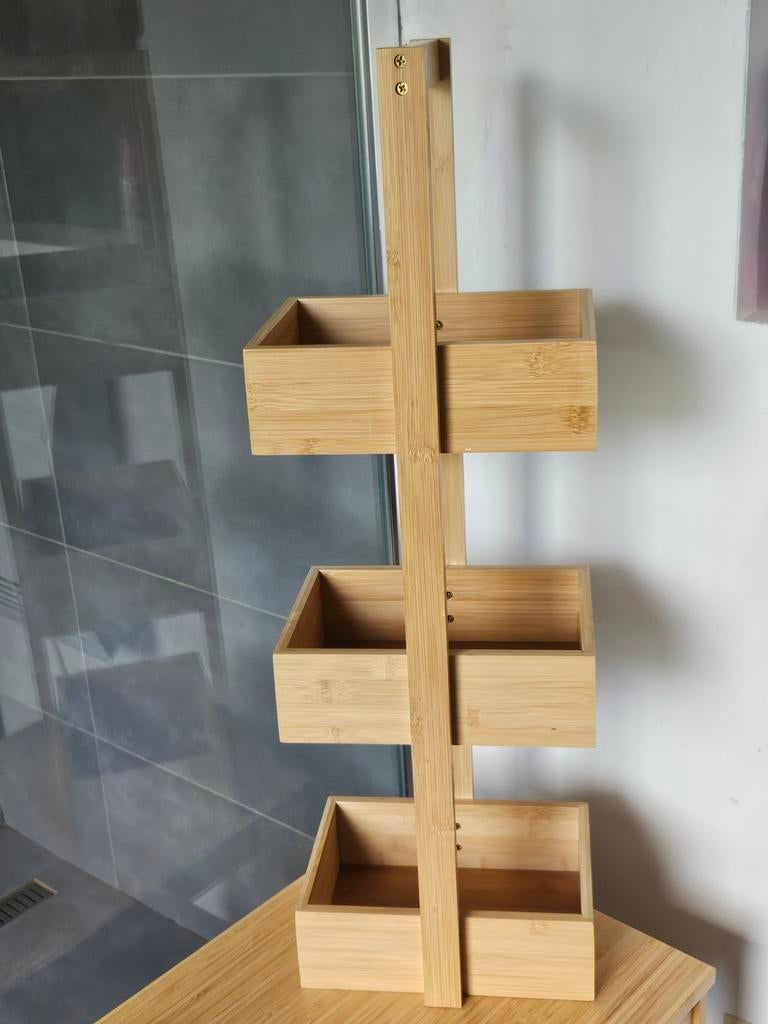 Étagère / rangement bambou 3 niveaux – parfait état, Maison & Meubles, Enlèvement