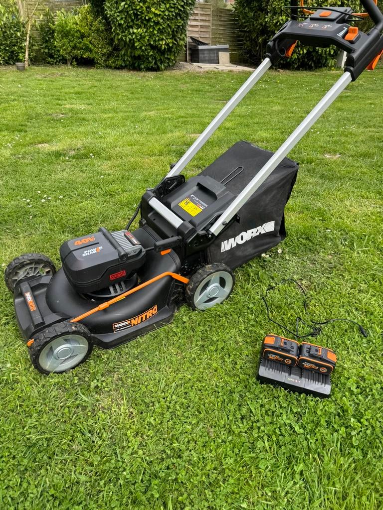 Tondeuse Gazon Worx 40V - 46cm - 2 Batteries - Sous garantie, Tondeuses à gazon sur batterie, Worx, Tondeuse rotative, 40 à 49 cm