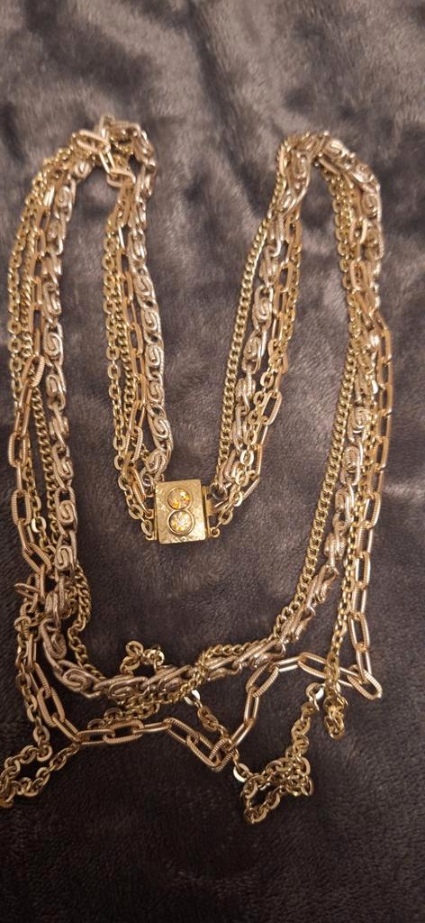 Zware Vintage 80s Multi-strand Ketting - AB Kristallen - Kwa, Handtassen en Accessoires, Antieke sieraden, Ketting, Verzenden