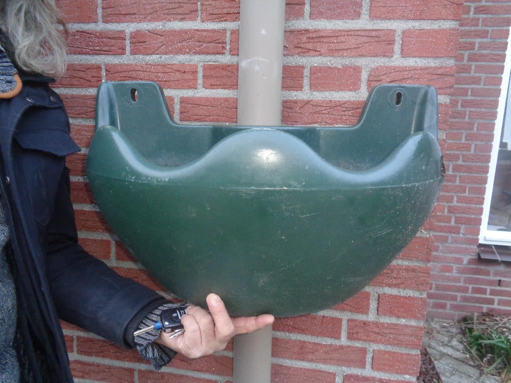 2 Grote groene bloembakken Agroline 62 x 34 x 30 cm, Tuin en Terras, Kunststof, Gebruikt, Rond, Ophalen of Verzenden