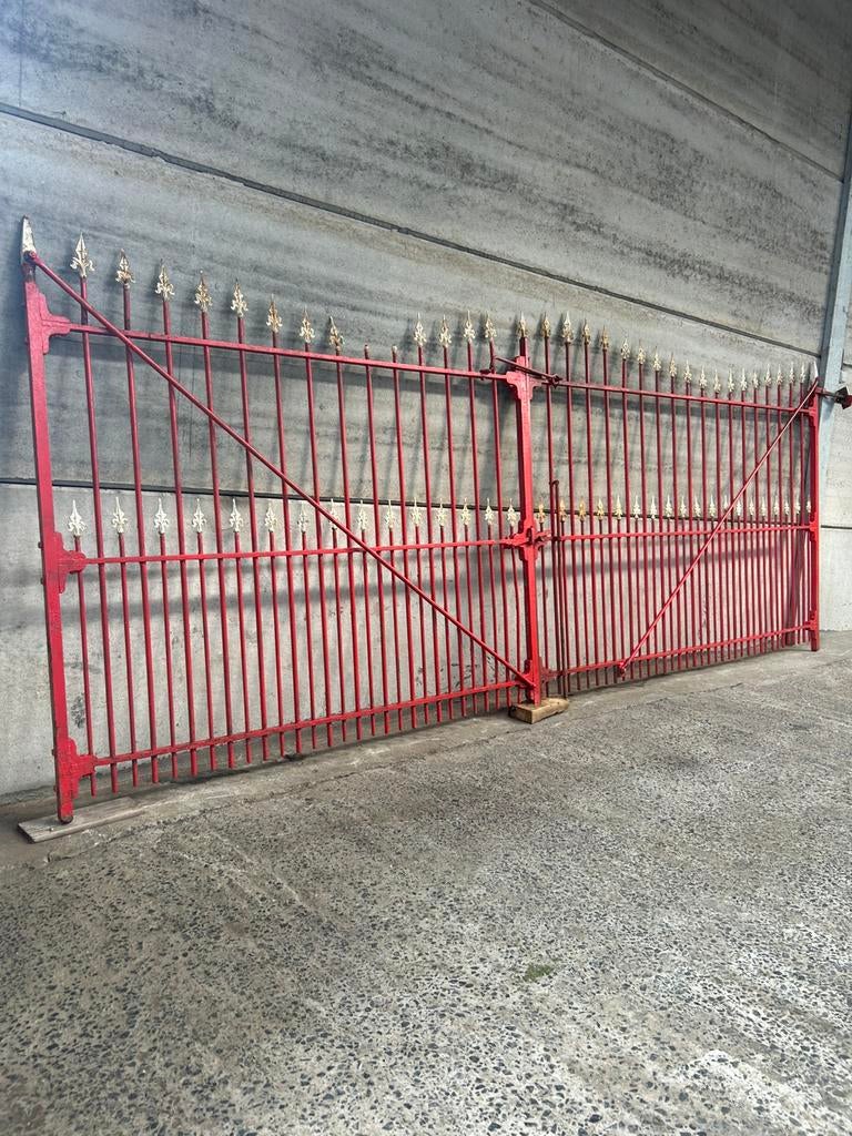 UNIEK zwaar groot dubbel hekken poort 5m25 onverslijtbaar, Ophalen, Gebruikt, IJzer, Tuinhek